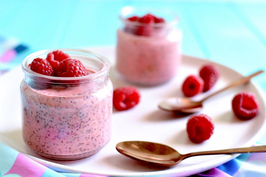 Pudín de frambuesa y chía utilizando un Arthur Martin