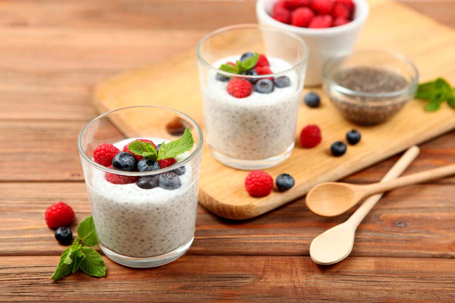 Raspberry and chia pudding with Erythritol using a Thermomix