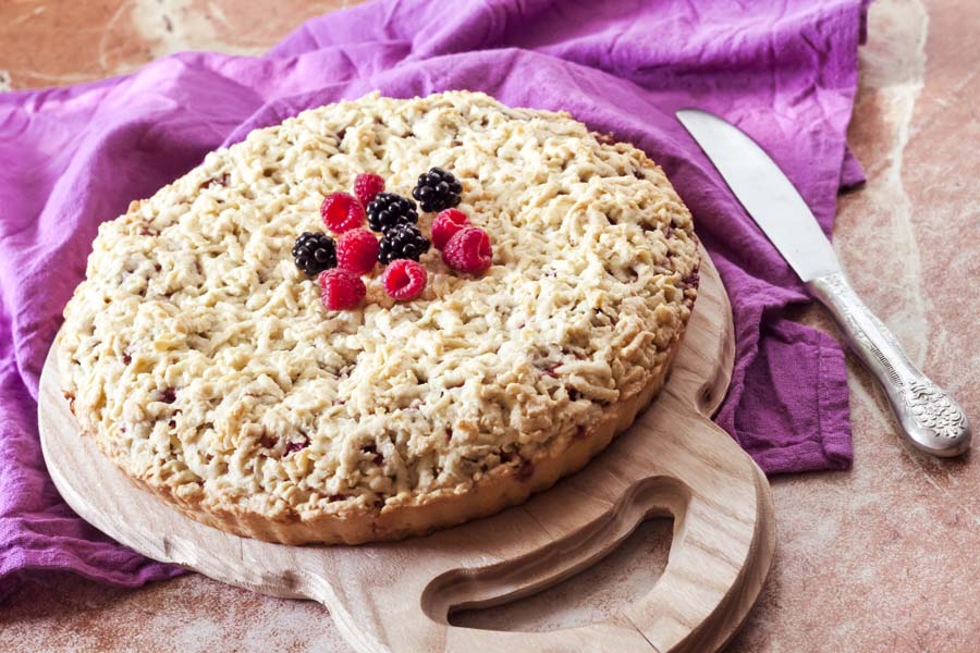 Crumble Rhubarbe Framboise utilisant un Thermomix