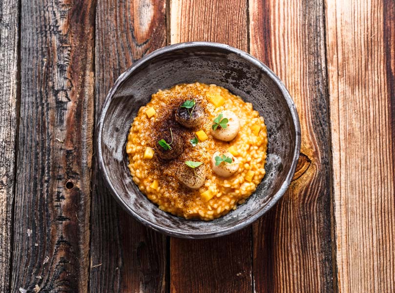 Risotto de Calabaza y Vieiras utilizando un Thermomix