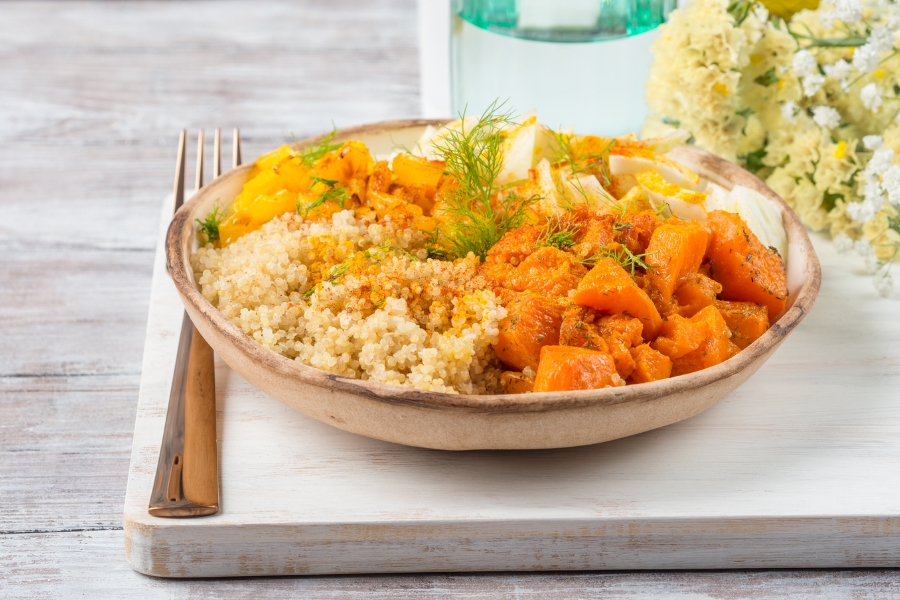 Verduras de invierno con miel y quinoa utilizando un Thermomix