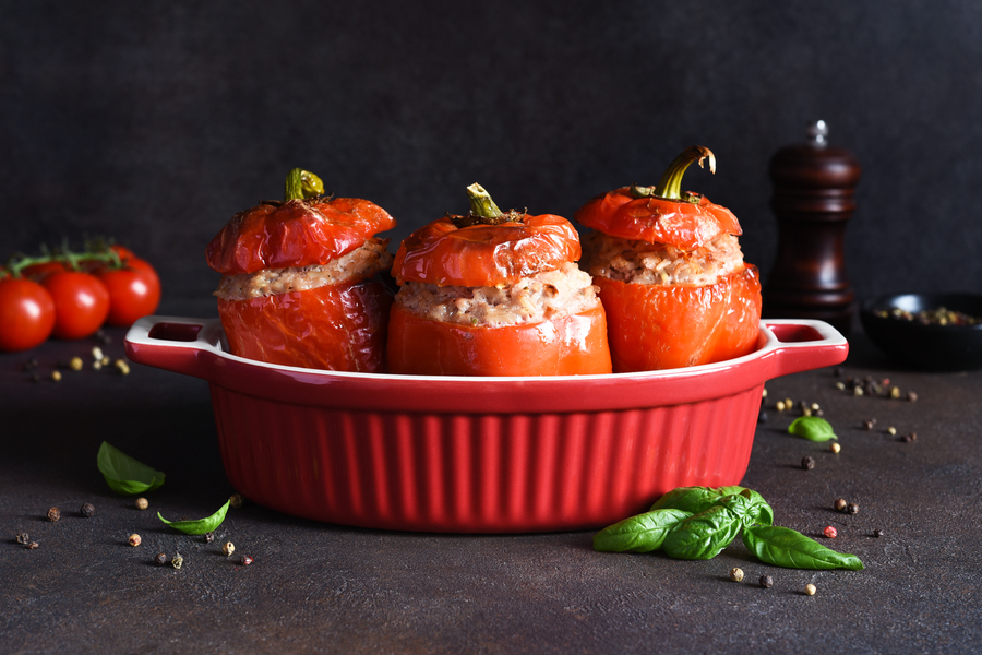 Old fashioned stuffed tomatoes using a Thermomix