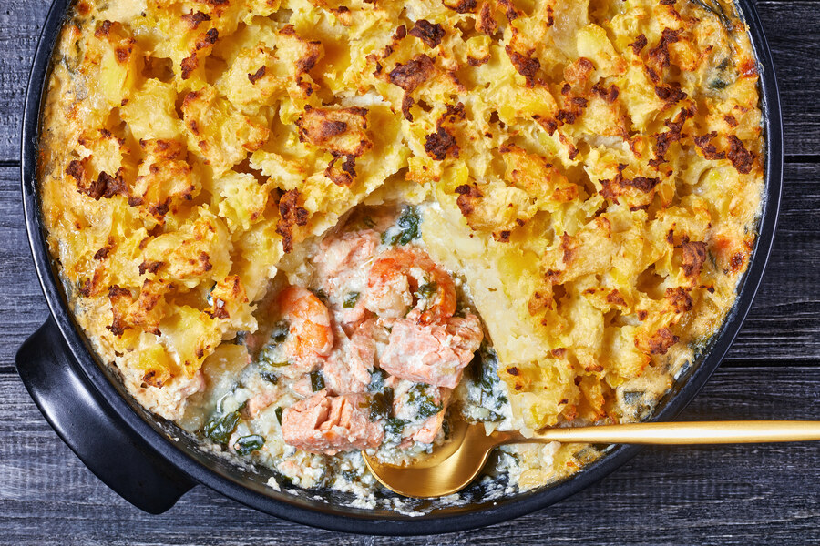 بطاطا مشوية وسلمون بالشبت باستخدام Create