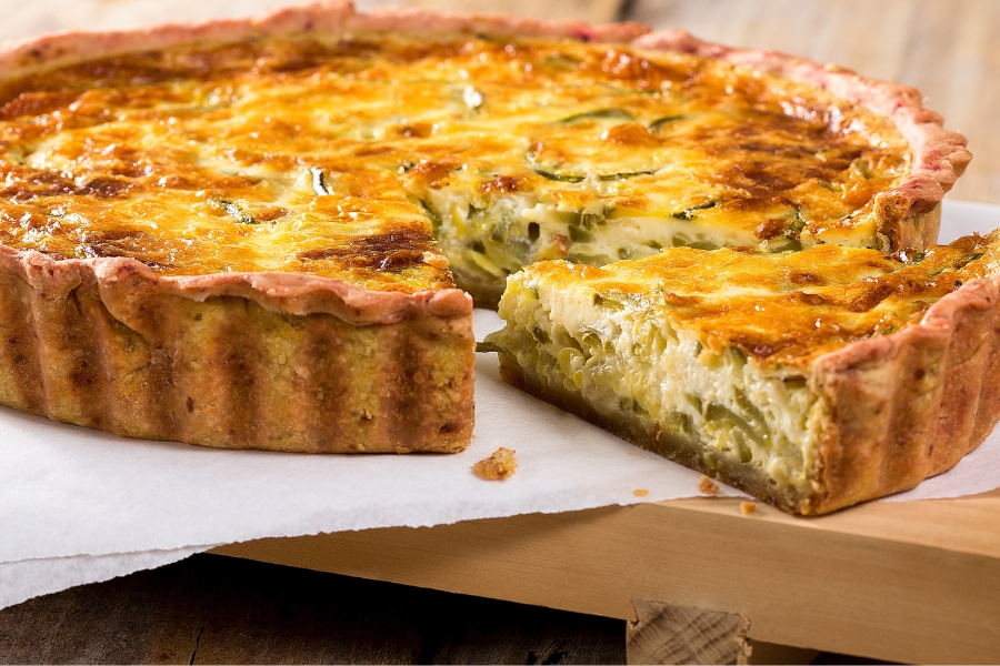 Quiche navideño de queso y cebolla (Reino Unido) utilizando un Lufthous
