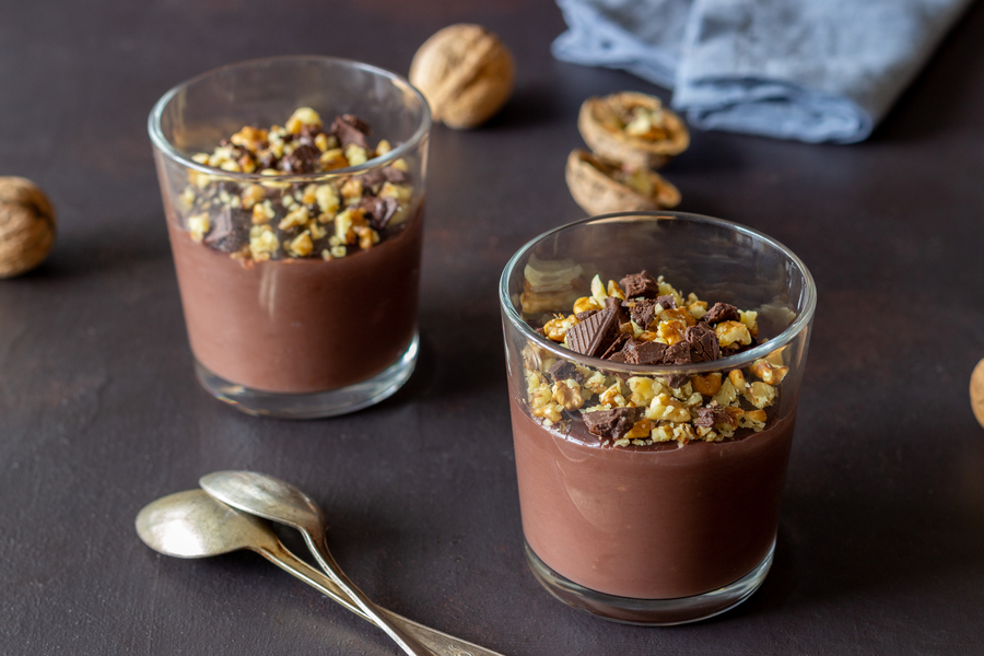 Pudding au chocolat et aux noix utilisant un Thermomix