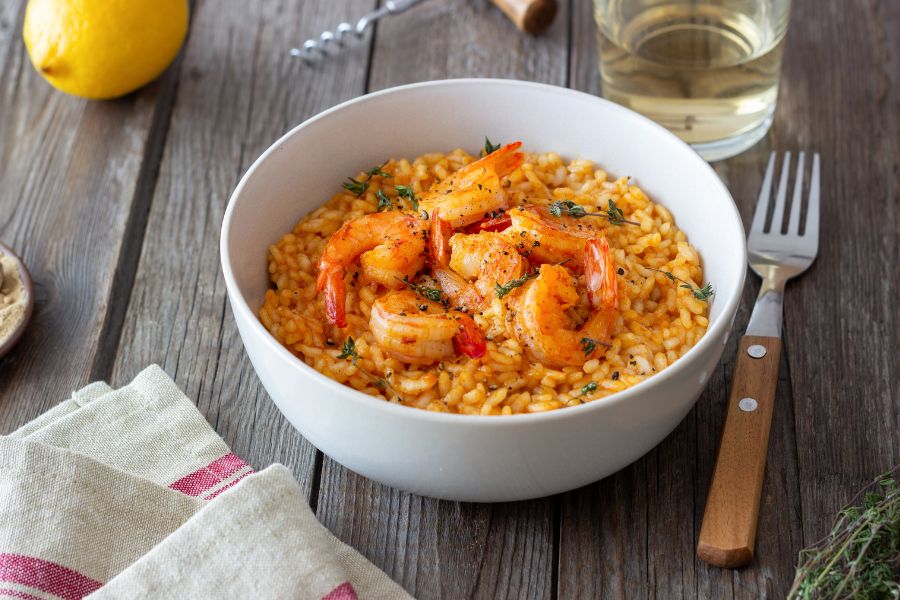 Risotto aux crevettes et au curry utilisant un Thermomix