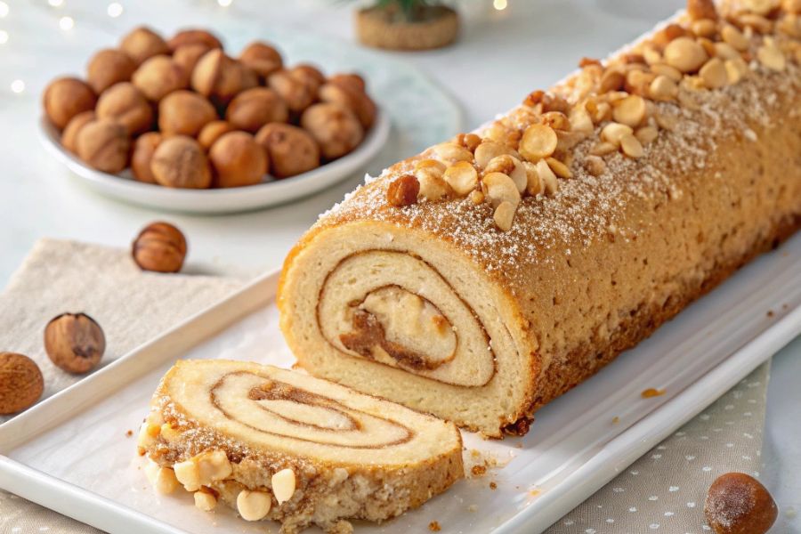 Bûche de Noël Praliné Noisette utilisant un Fagor