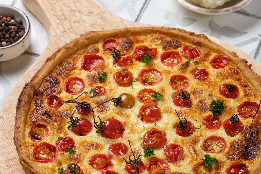 Tarta de tomate cherry utilizando un Thermomix