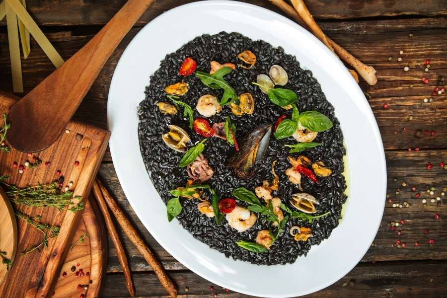 Risotto de Mariscos con Tinta de Calamar utilizando un Thermomix