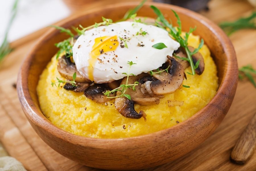 Creamy Polenta with Mushrooms and Poached Egg using a Silvercrest Monsieur Cuisine