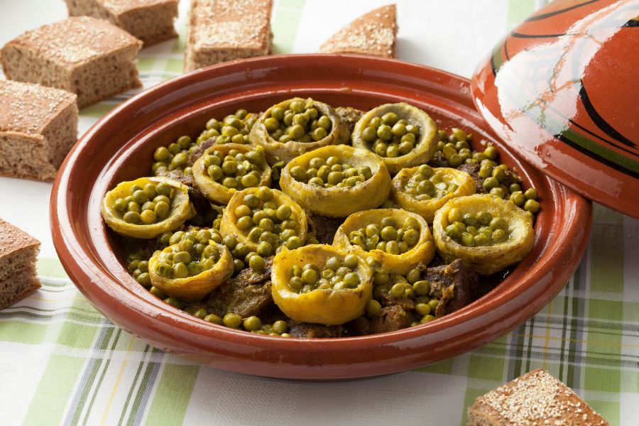 Tagine à la viande, artichauts et petits pois utilisant un Thermomix
