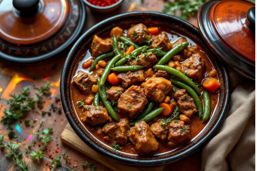 Tajine de viande aux haricots verts utilisant un Silvercrest Monsieur Cuisine